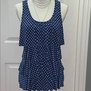 Navy Blue White Polka Dot Shirt